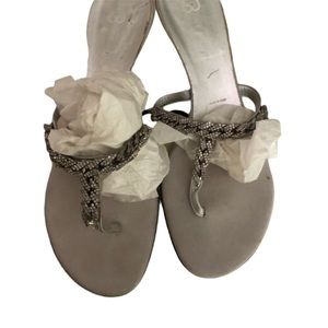 St. John size 10 silver rhinestone kitten heel w/ silver wore 1-2x